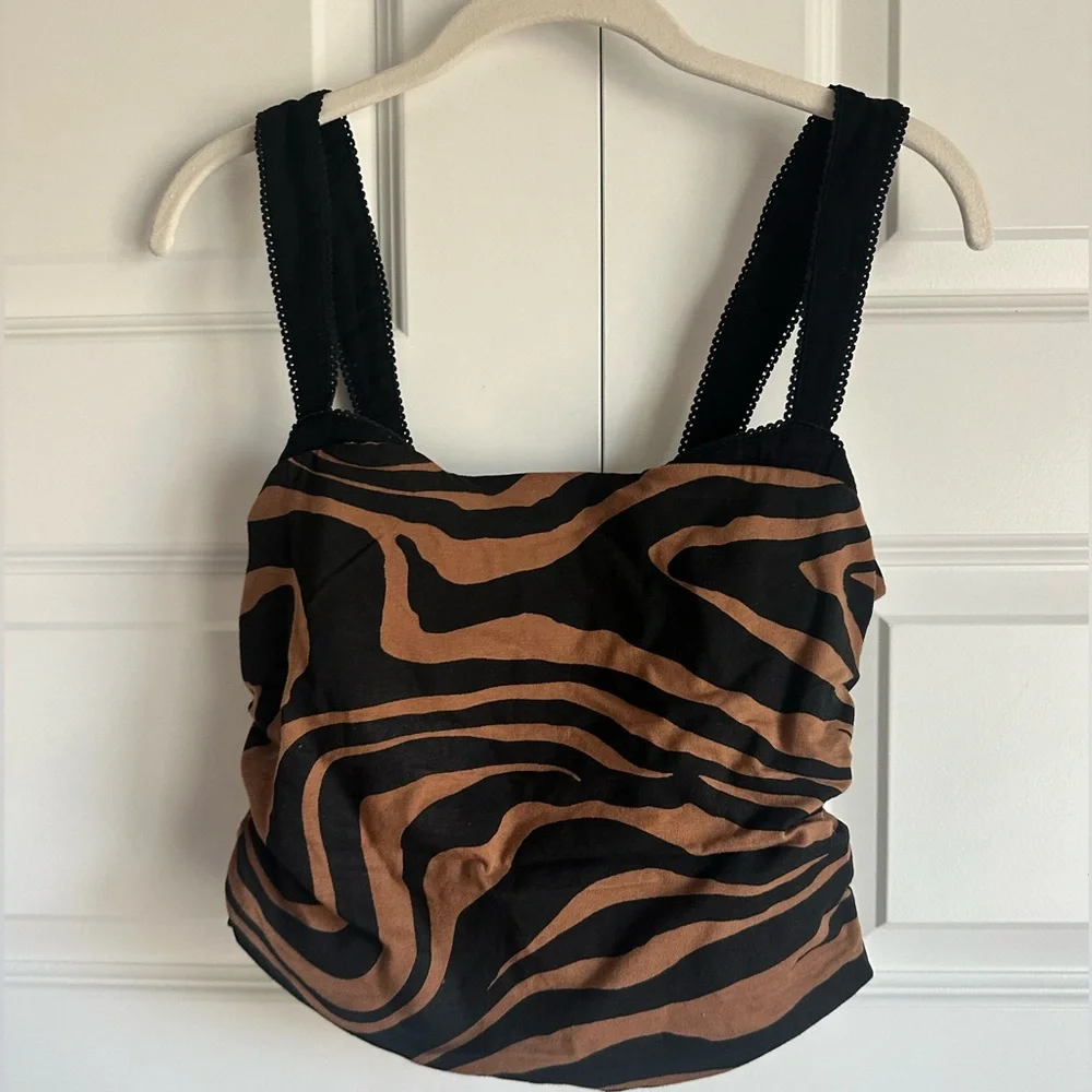 Free People 2‎ Tone Tank Zebra - Size Small- New